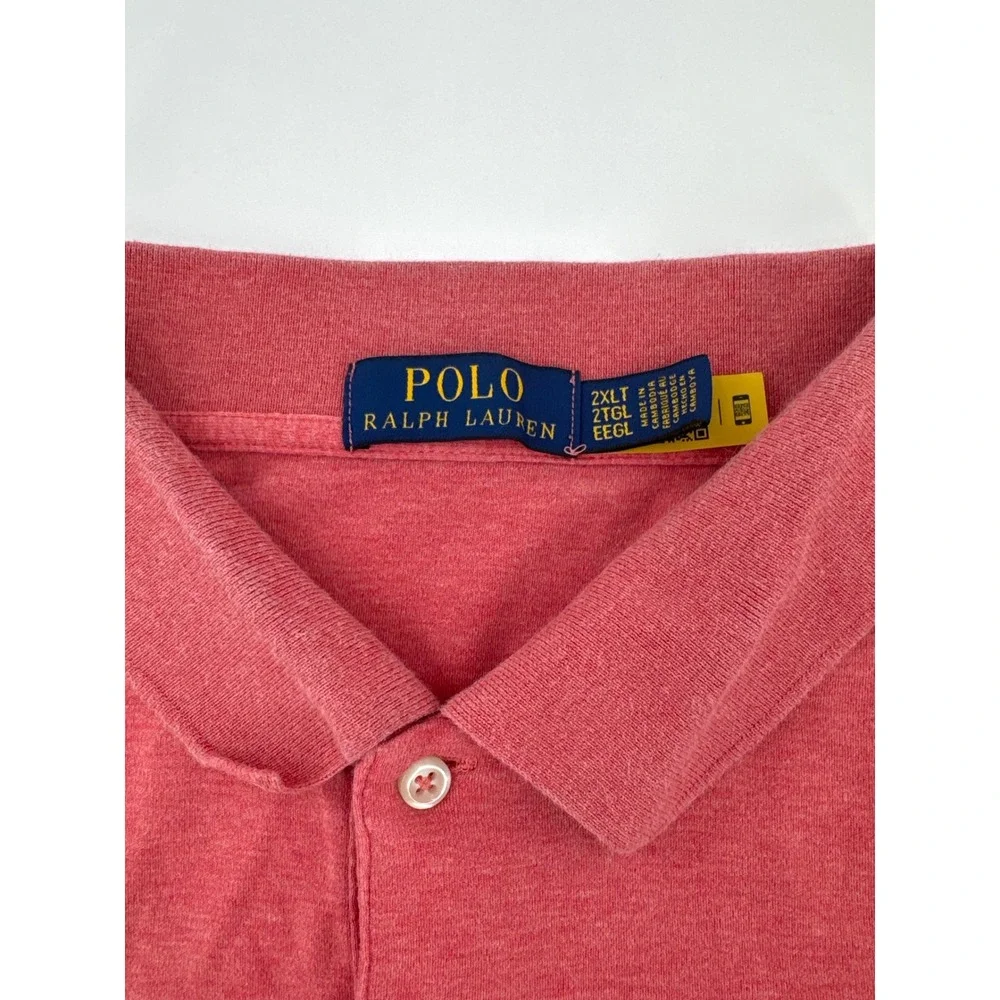Polo Ralph Lauren Men's Red Heathered Classic Fit Polo‎ Shirt Size 2XLT